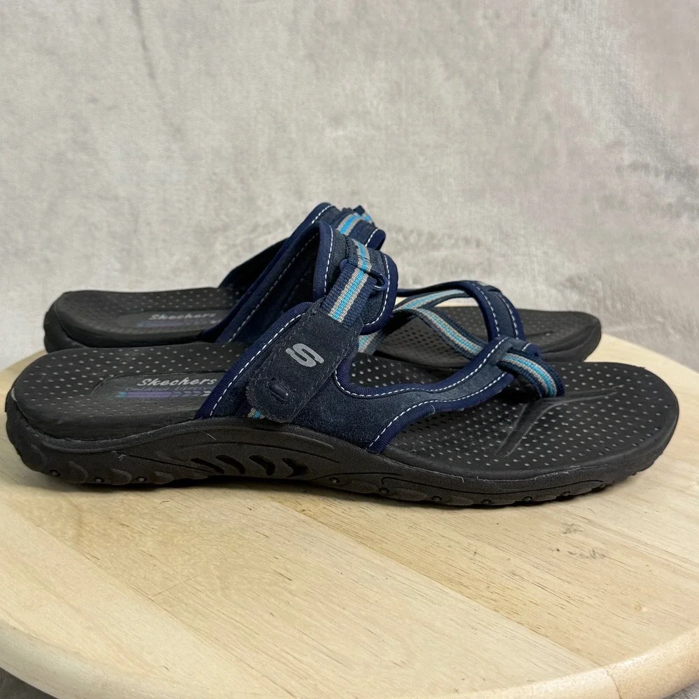 Skechers Outdoor Lifestyle Womens Navy Blue Strappy Thong Sandals Size 10